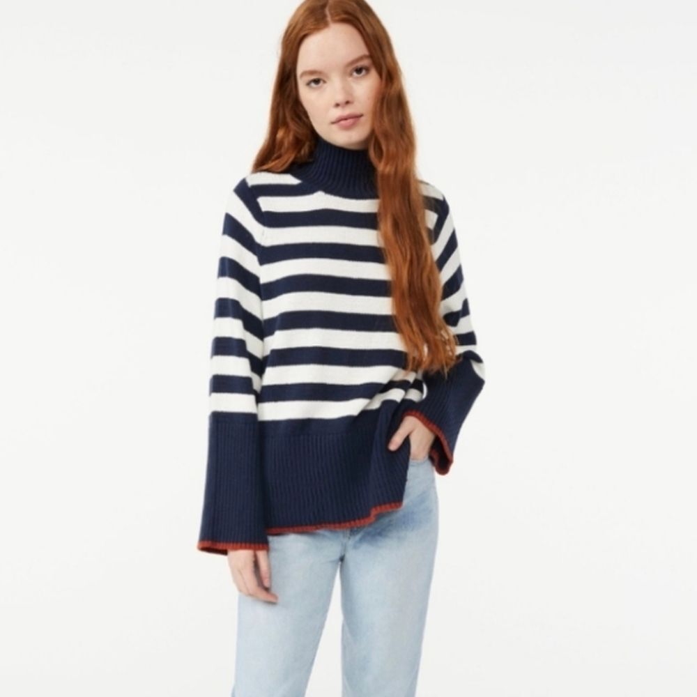Free Assembly 100% Cotton Striped Turtleneck Sweater XL